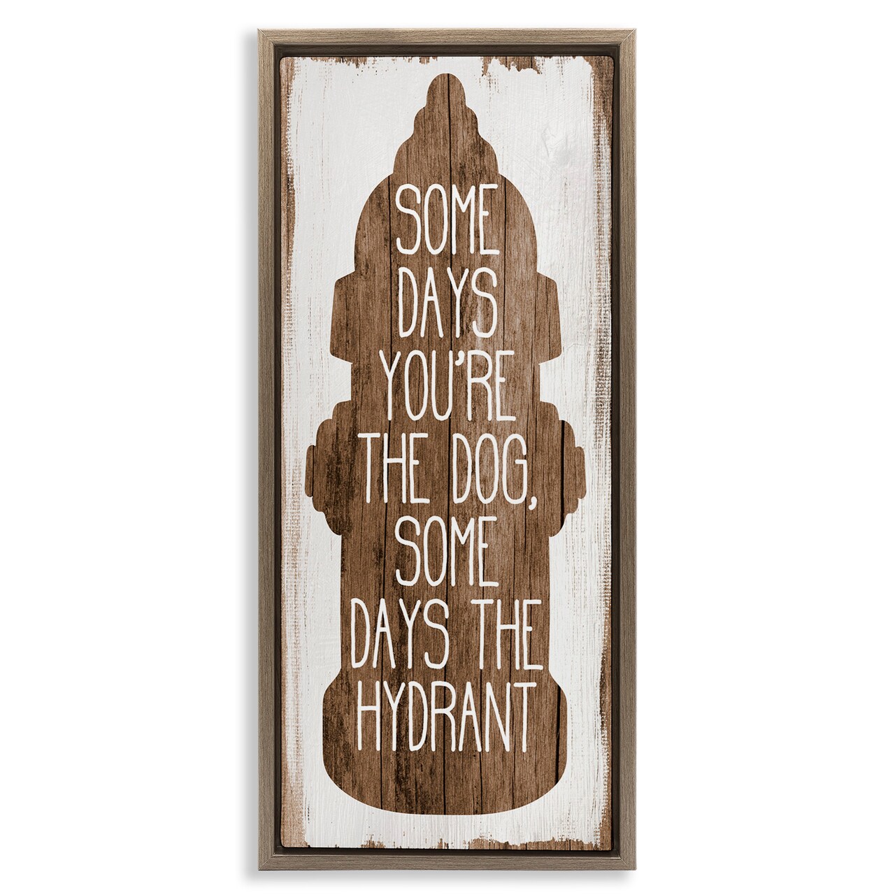 Stupell Industries Dog or Hydrant Funny Pet Metaphor Framed Floater Canvas Wall Art